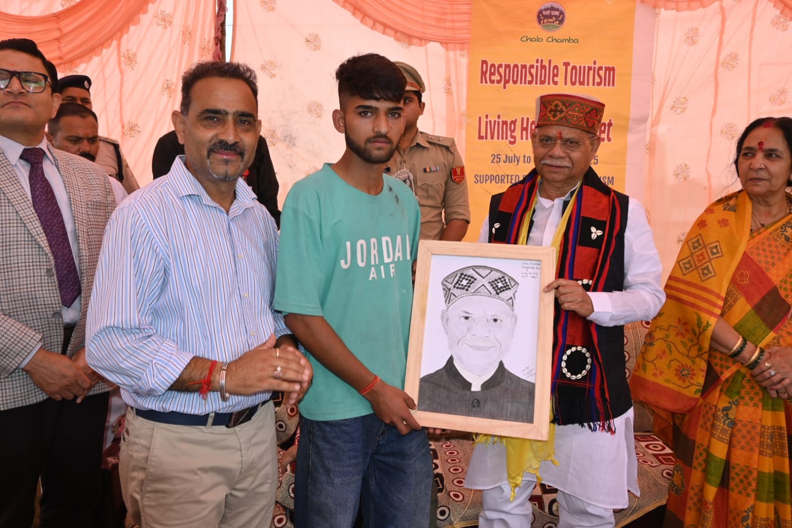 Chalo Chamba Responsible Tourism Living Heritage event honouring a local artist at a Khajjiar Mystic Village